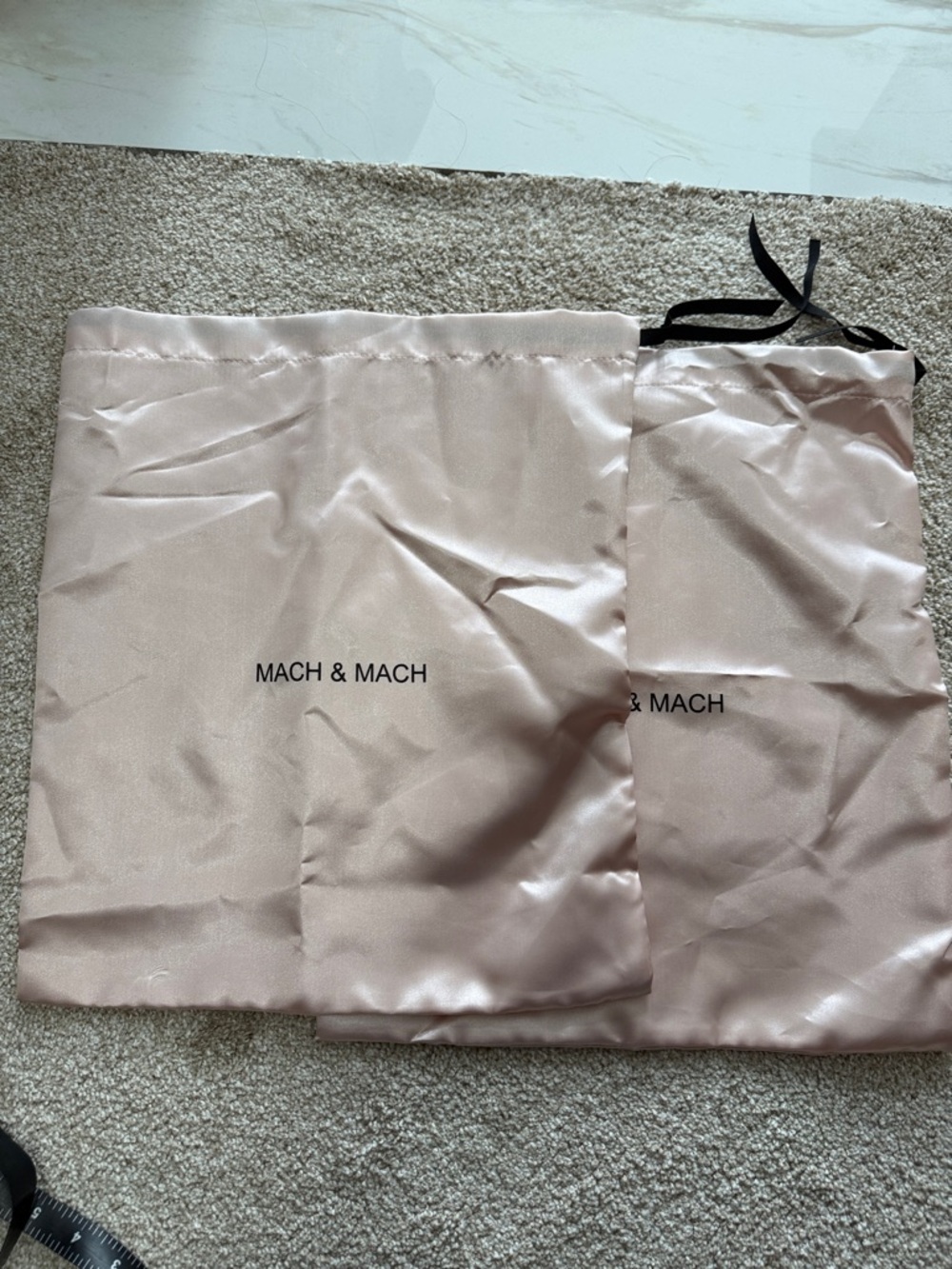 MACH & MACH Blush Pink Satin Drawstring Dust Bags - Set of 2